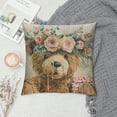 thumbnail image 2 of SHANXI Cute Animals Throw Pillow Cover Spring Summer Farmhouse Yak Bison Buffalo Bull with Rose Flower Green Leaves Pillow Cases  Square Cushion Cover, Brown 22x22in, 2 of 5
