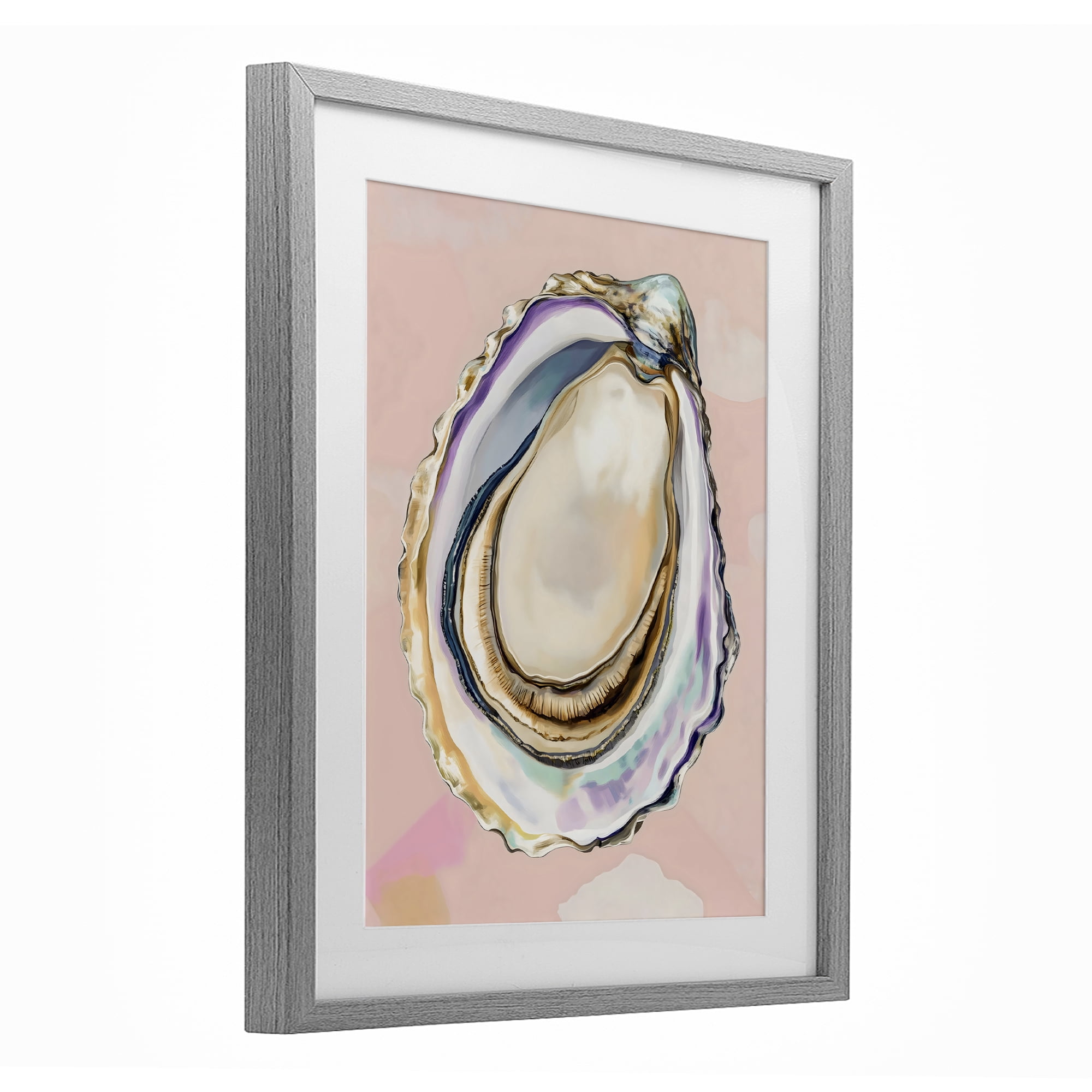 Stupell Industries Pink Oyster Shell Elegance Gray Framed Print Under Glass, design by The Prints Vibe