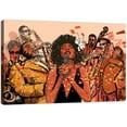 thumbnail image 5 of African jazz band on a colorful background performing 24x16in canvas wall art stretched on wood frame, 5 of 7
