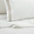 thumbnail image 2 of 4 Piece Orden Organic Cotton Sheet Set Solid White With Dual Stripe Embroidery, 2 of 10
