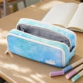 thumbnail image 6 of Large Capacity Pencil Case, Expandable 3 Compartment Pen Bag with Multiple Slots, Double Zipper Oxford Cloth Stationery Organizer for Students School Office Supplies, Dreamy Blue, 6 of 6