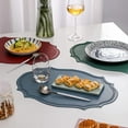 thumbnail image 4 of UU&T Double-Texture Faux Leather Placemats Set of 6, Washable Heat Insulation Mats Watertight and Non-Slip for Home Kitchen Coffee Shops Restaurants,Blue, 4 of 7