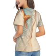 thumbnail image 3 of Vsdgher Starfish On The Sand Beach Women Shirts V Neck Short Sleeve Tops T-Shirt Basic Tees, S to 3XL3X-Large, 3 of 5