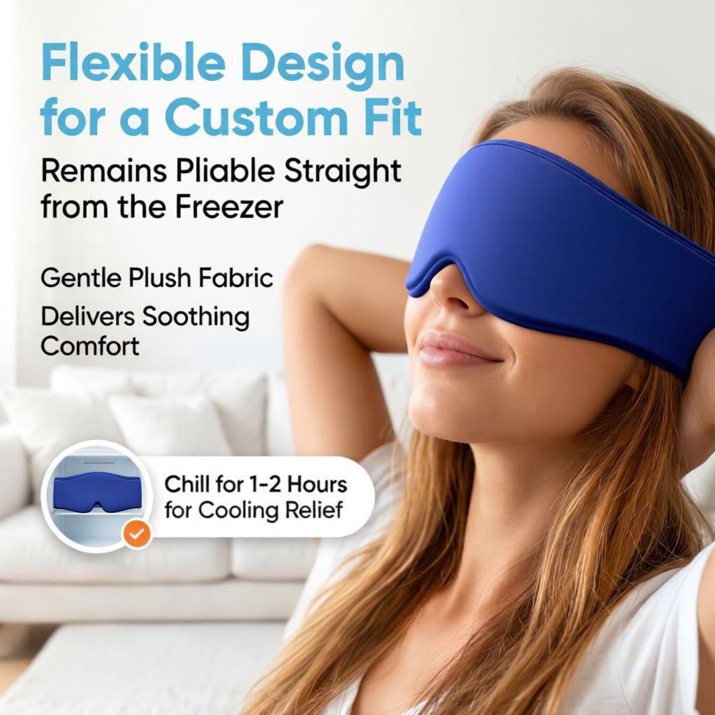 FACEMOON Reusable Cooling Gel Sleeping Eye Mask, Cold Compress for Puffy Eyes & Dark Circles, Flexible Ice Pack
