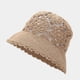 thumbnail image 1 of Sombrero de cubo de verano de punto de ganchillo marrón para mujer - hecho a mano - patrón floral, 1 of 5