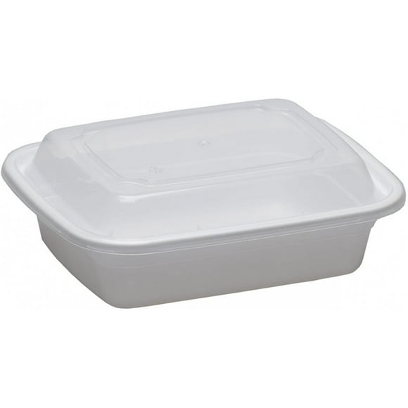 Contenant Rectangulaire Blanc 12oz Micro-Ondable avec Couvercles 150 Unités/paquet