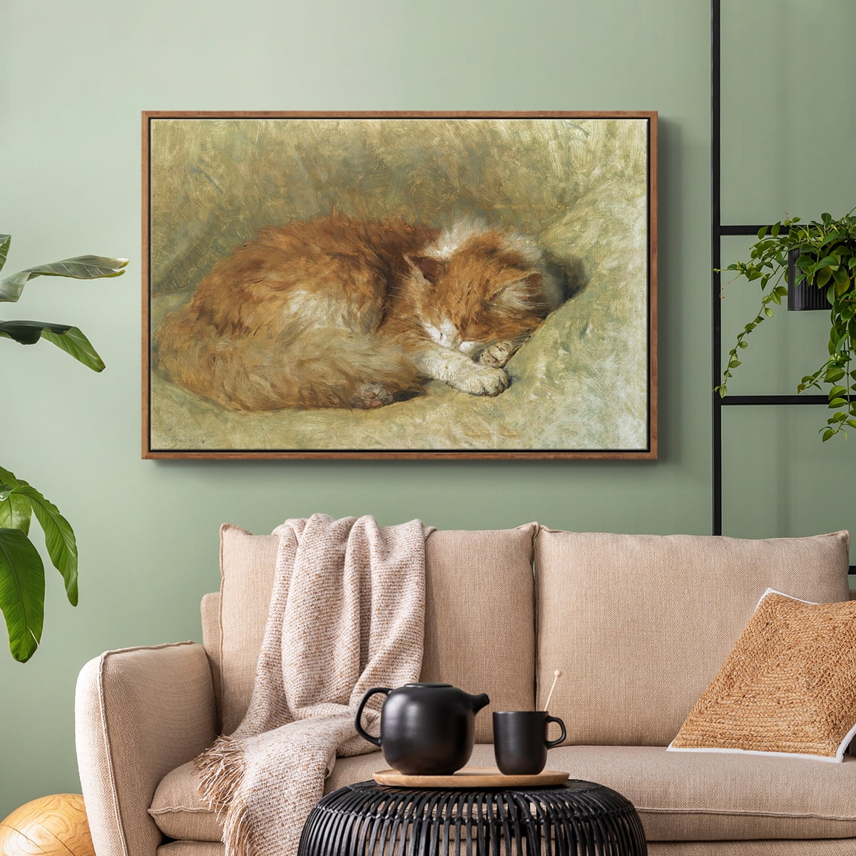Vintage Animal Print-XLI By Wexford Home Framed in Walnut Wood Gallery Wrapped Canvas 17 in. x 25 in.