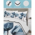 thumbnail image 4 of Quilts Twin Size, Navy Blue Tulip Soft Comforter Bedding Set for Bed, Watercolor Farmhouse Floral Botanical Lightweight Quilted Bedspread with Pillow Cover(2 Pieces) for All Season, 68x86 Inch, 4 of 6