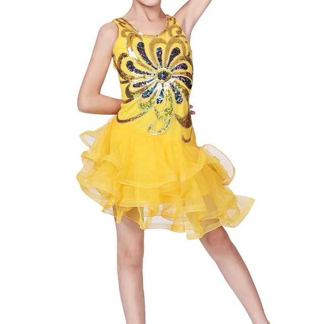 DuoJiaJ Robes Filles pour Performance et Activités Extérieures Élégantes Confortables Robe de Fête pour Enfants Taille 4-5 Ans