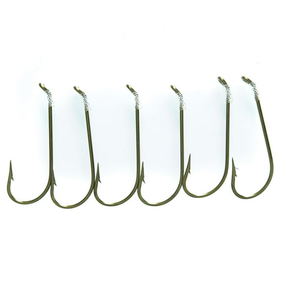 Mustad 164A-1/0-6 Classic Snelled Kirby Hook (3164A) - Bronze, sz 1/0 (777516), Classic Snelled Kirby Hook Bronze, sz 1/0
