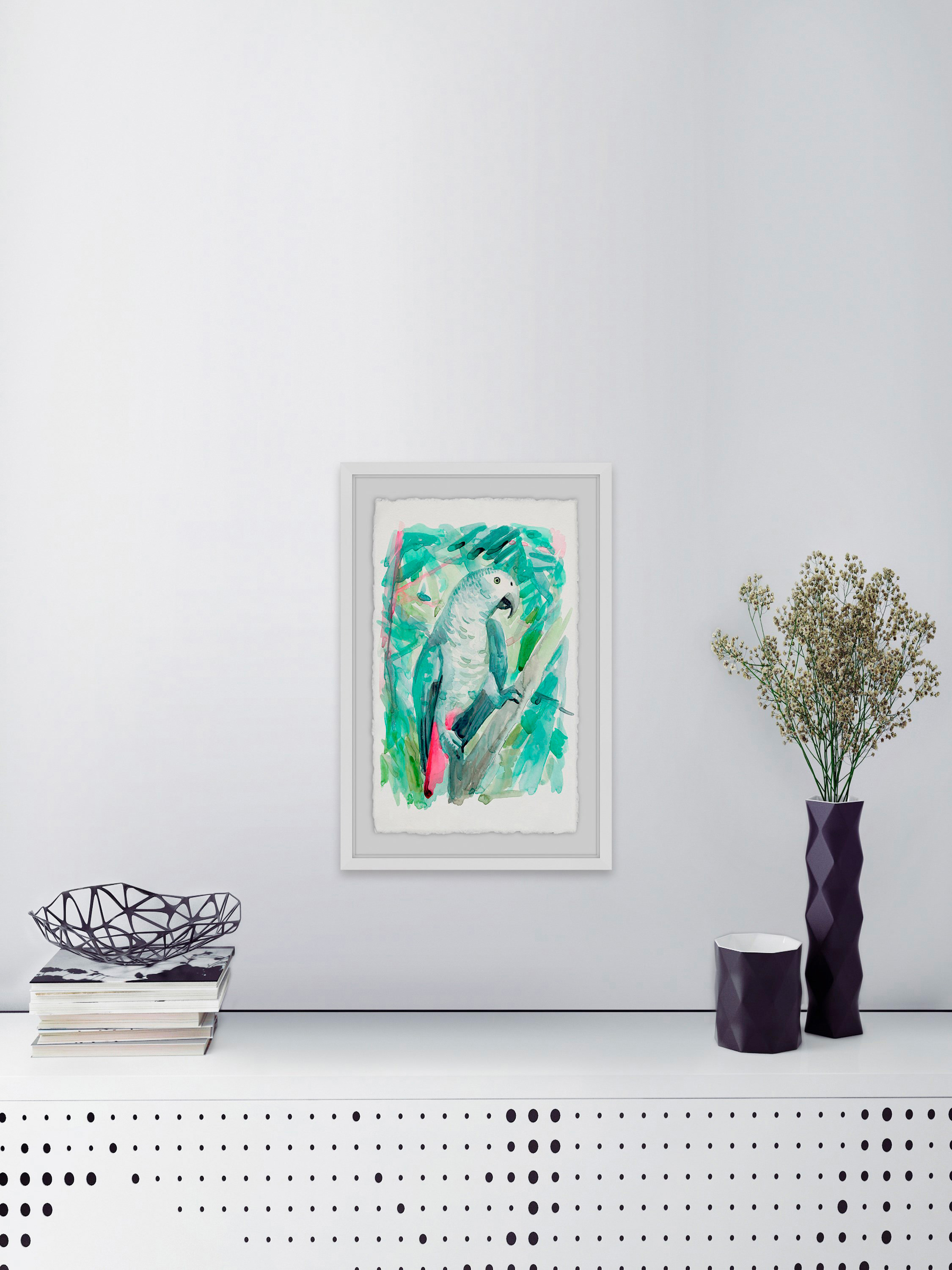 Parrot Profile Framed Painting Print