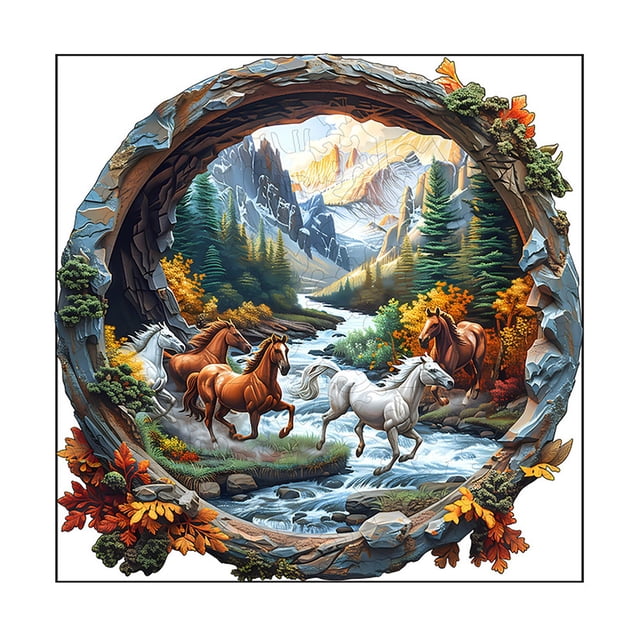 Puzzle Toy Adult Wooden 3D Horse Puzzle | Irregular High Difficulty Family with 3D Visual Effect Creative Box for Birthday – Interactive Puzzle & Home Decor Valentín Day Gift for Him Valentín Deco