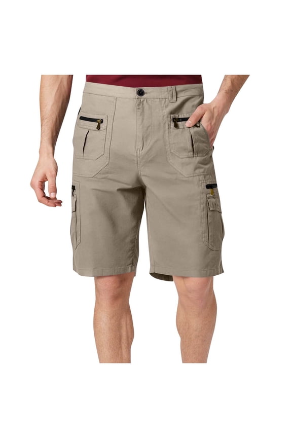 Tactical Cargo Shorts for Men Loose Fit Multi-Pocket Hiking Casual Work Short Outdoor Lightweight Big and Tall Capris Brown XXXL