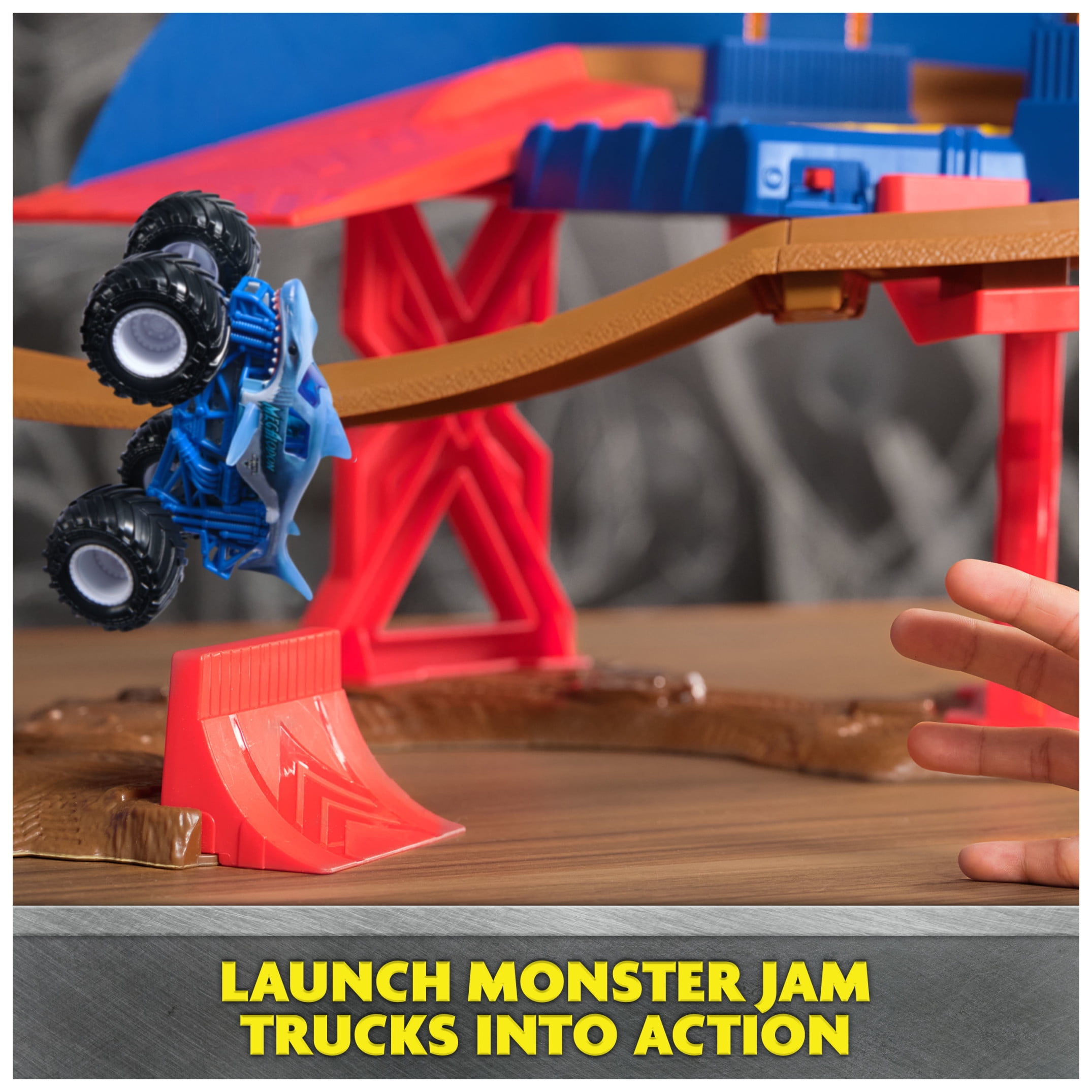 Monster Jam, Supercharge Speedway 46-inch Long Playset with 2 Monster Trucks, for Ages 3 and up