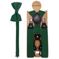 thumbnail image 4 of KAMBERFT Men's Dark Green 1.4 inch Wide Adjustable Y-Back Suspenders, 2-Piece Set with Pre-Tied Bow Tie, 4 of 5