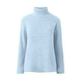 thumbnail image 4 of Essentials Women's Sweater Elegant Solid Turtleneck Knitted Long Sleeve Basic Casual Jumper Top Sky Blue, 4 of 9