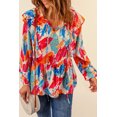 thumbnail image 2 of POGLIP Women's Multicolor Paint Print Ruffled Detail Loose Blouse, 2 of 6