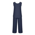 thumbnail image 5 of Idoravan Women Sets Clothing Womens Solid Crewneck Sleeveless Pullover Shirt Tops + Pants Trousers Set, 5 of 8