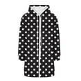 thumbnail image 3 of Craaazy Women's Casual Loose Solid Color Pocket Long Sleeved Double Zipper Gifts Hooded Drawstring Sweatshirt Top Polka Dots Casu al Zip Up, 3 of 6