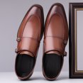 thumbnail image 3 of Two Buckle Monk Strap Brown Leather Formal Dress Shoes for Men, 3 of 5