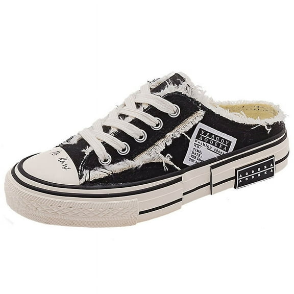 Women Canvas Sneakers Casual Lace-Up Breathable Women's Shoes, Lightweight Casual Comfortable Everyday Flats, Slip-On Canvas Loafer Shoes