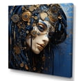 thumbnail image 2 of Designart "Tribal Inspired Fashion Woman in Gold and Blue II" Fashion Wall Art - Glam Gold Fashion Woman Hallway Wall Art Decor, 2 of 6