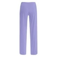 thumbnail image 5 of JGGSPWM Plus Size Women's Elastic Waist Drawstring Pants Casual Straight Leg Trousers Purple L, 5 of 5