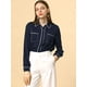 thumbnail image 2 of INSPIRE CHIC Camisa Con Botones Mangas Largas Color De Contraste Bolsillos Gemelos Para Mujeres Azul Marino M, 2 of 6