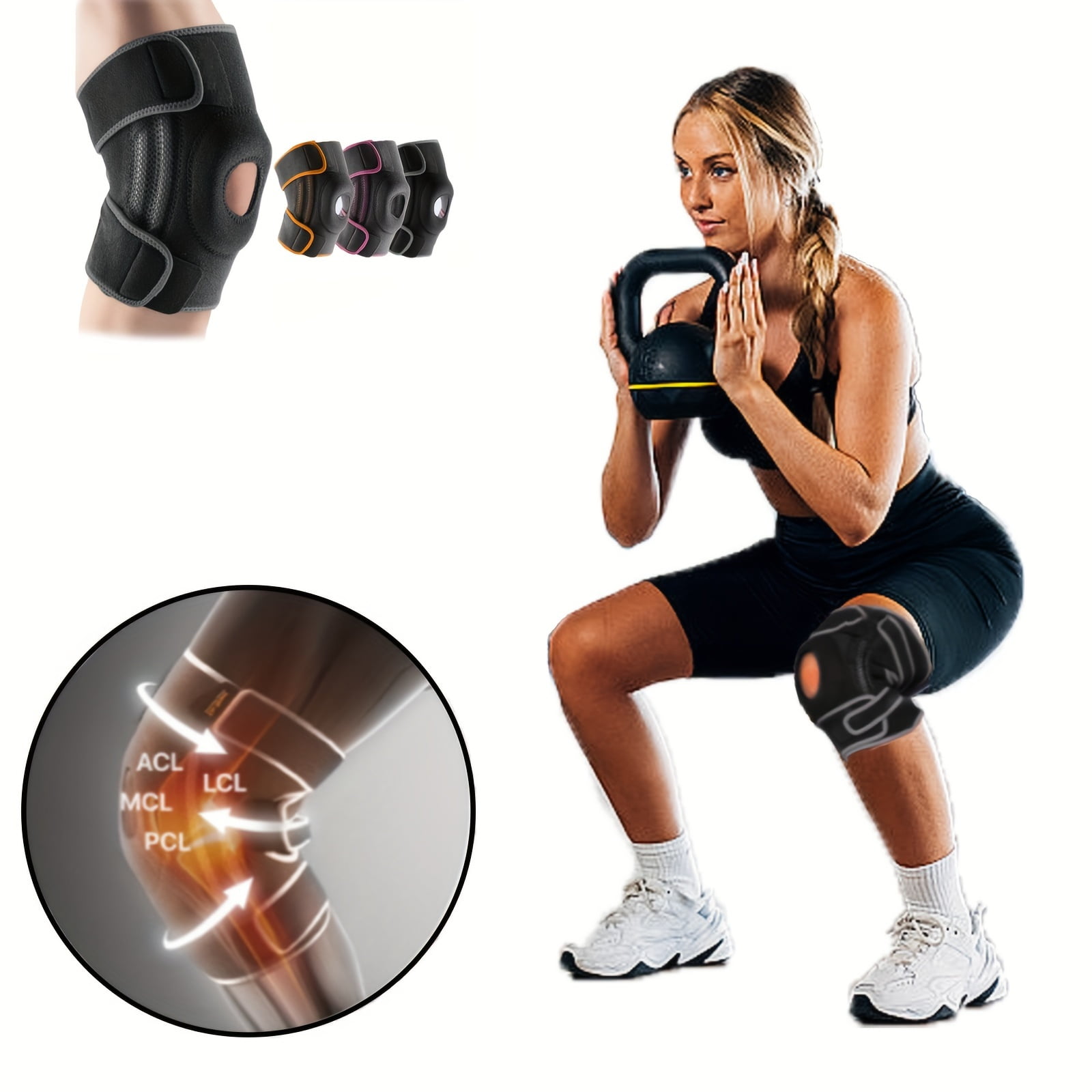 Teeuard 1pc Sport Knee Brace with Gel Pads, Adjustable, Anti-Slip，Injury Recovery- Orange Small