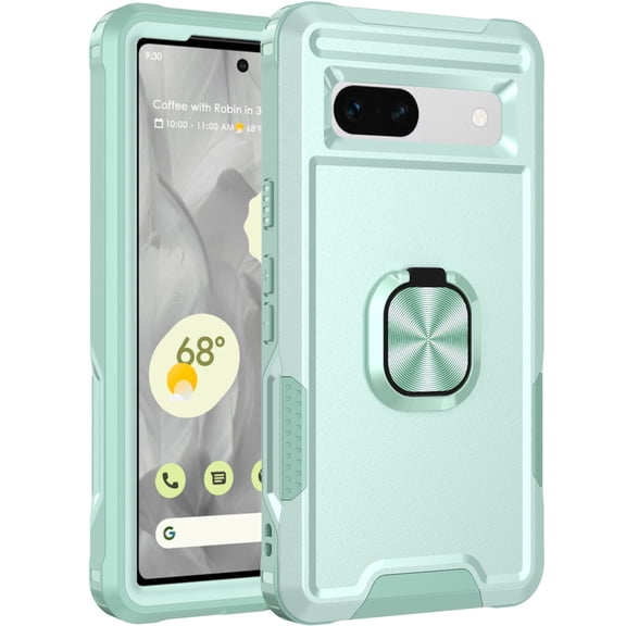 Google Pixel 7A Case with Magnetic Ring Holder, Heavy Duty Hybrid Shockproof Rugged Phone Case for Google Pixel 7A,Green