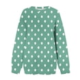 thumbnail image 4 of FRSASU Women Side Split Sweatshirt Fall Crewneck Long Sleeve Oversized Shirts Casual Polka Dot Print Pullover Tops Green, 4 of 4