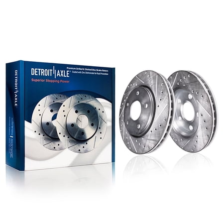 Detroit Axle - Front Brake Rotors for 2019-2022 Mercedes-Benz A220, 2020-2024 CLA250 GLB250, 2021-2024 GLA250 Drilled and Slotted Disc Brake Rotors: 12.99" inch Rotor