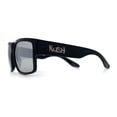 thumbnail image 6 of Mens Kush Graffiti Logo Thick Arm Rectangle Horn Rim Plastic Sunglasses Black Silver - Silver Mirror, 6 of 8