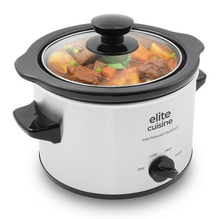 Elite Cuisine MST525 1.5Qt. Mini Slow Cooker with Adjustable Settings and Keep Warm