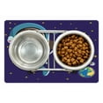 thumbnail image 1 of Retro Pet Mat for Food and Water, Little Girl Exploring Space with Cosmic Fashion Galactic Adventure Kids Cartoon, Non-Slip Rubber Mat for Dogs and Cats, 18" X 12", by Ambesonne, 1 of 2