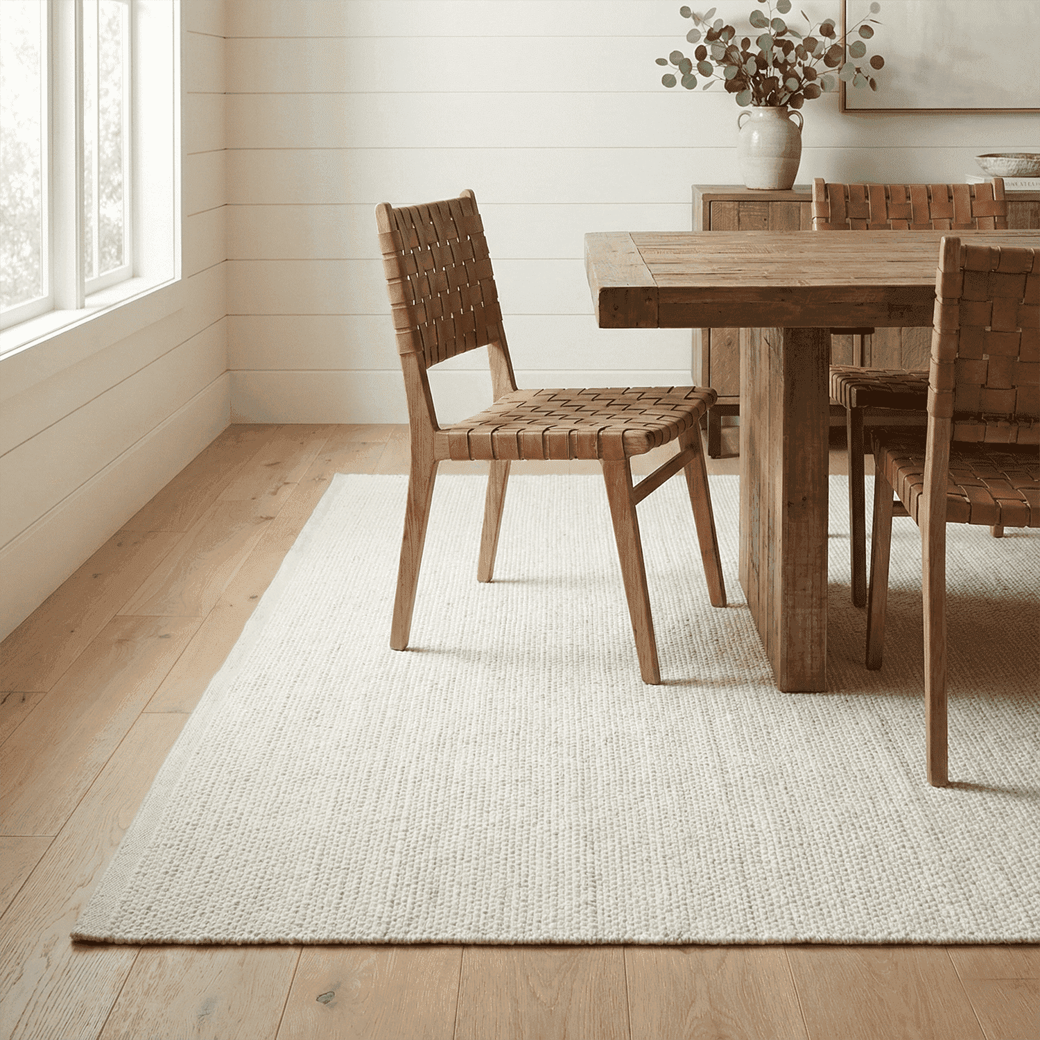 FH Home Machine Washable Area Rug - Hand Woven, Stain Resistant, Pet Friendly - Premium Recycled Polyester Yarn - Solid - Bedroom, Living/Dining Room - Kingscote - Ivory - 8 x 10 ft