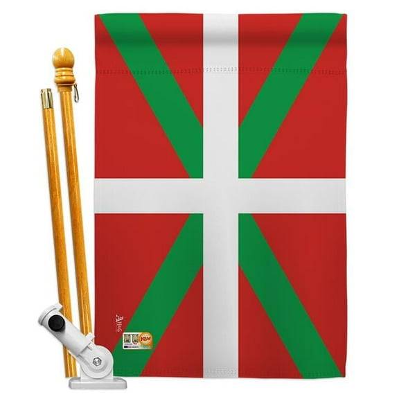 AA-CY-HS-140024-IP-BO-D-US18-AG 28 x 40 in. Basque Lands Flags of the World Nationality Impressions Decorative Vertical Double Sided House Flag Set & Pole Bracket Hardware Flag Set