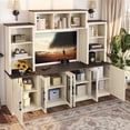 thumbnail image 3 of Wall Unit Entertainment Center with Charging Station and USB Charging for TVs,TV Stand with Large Storage Cabinet,Modern TV Stand Media Console with Cabinets,Beige, 3 of 22