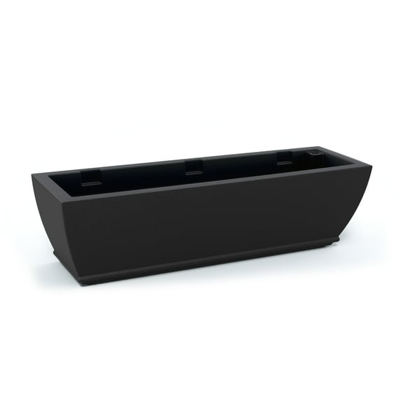Acadia 36" x 11" x 10" Black Self Watering Plastic Window Box Planter with Steel Wall Mount Brackets