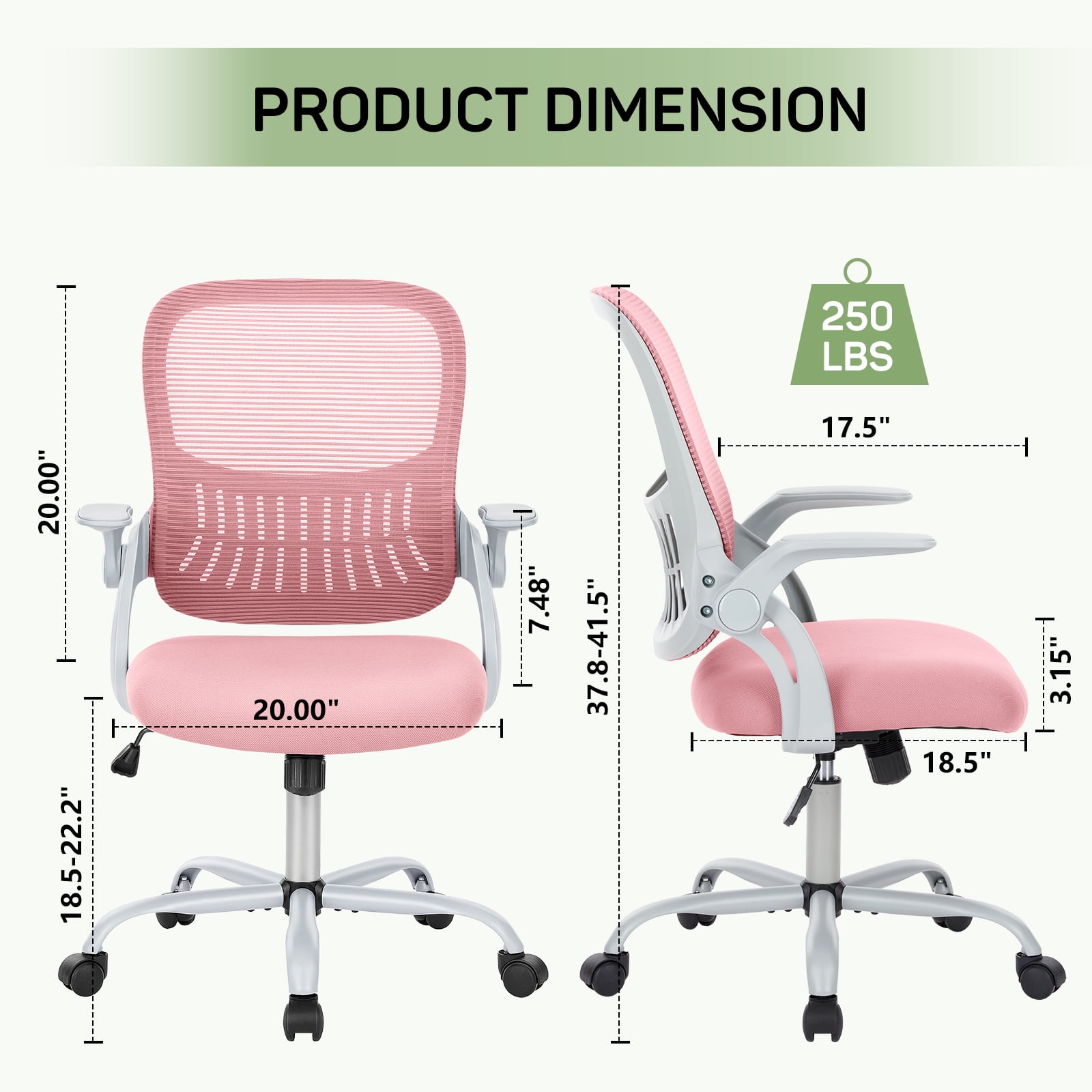 Casabay Office Chair, Ergonomic Mesh Desk Rolling Work Swivel Task Chairs with Flip-up Armrests, Comfortable Lumbar Support, for Home, Bedroom, Study