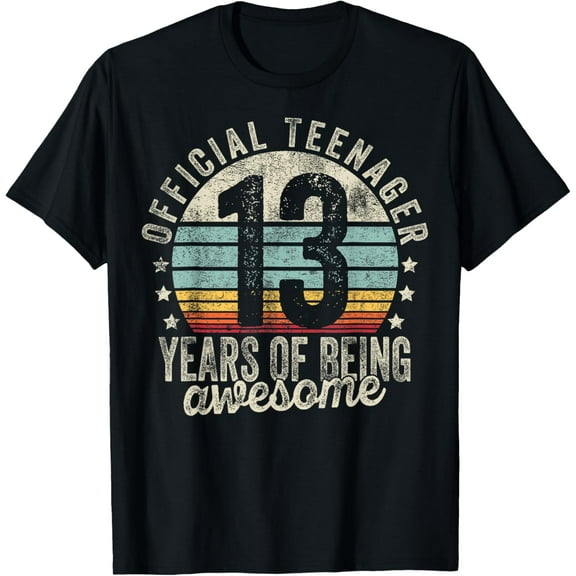 13th Birthday Gifts 13 Year Old Boys Girls Official Teenager T-ShirtMen and women, Black T-shirt, size: Extra large