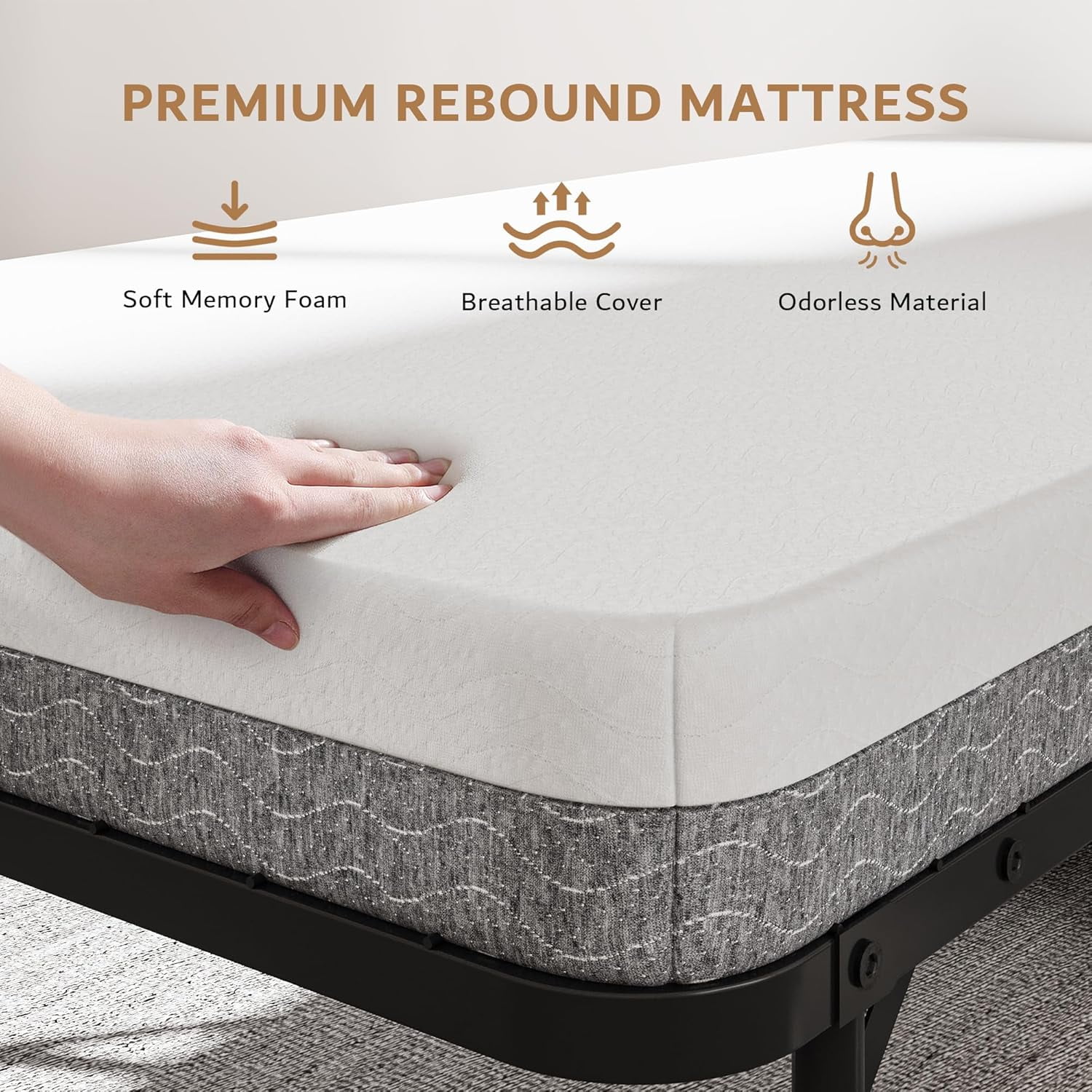 iPormis Folding Bed with Mattress, 76x38 Twin Size with Storage Shelf & Side Pocket, Portable Roll Away Adult Beds for Guests, Portable Bed with Lockable Wheels-Sturdy Metal Frame , Space Saving