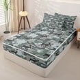 thumbnail image 2 of Castle Fairy Jungle Animal Moose Zipper Twin Comforter Sets with Fitted Sheet and 2 Pillowcases,Abstract Polka Dots Camo Zipper Bedding Set,Pale Green,Black Reversible,4-Piece, 2 of 6