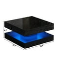 thumbnail image 2 of ChVans 34" LED Square Coffee Table with 2 Drawers, 2-Tier Black High Glossy Coffee Table with Led lights & Storage Drawer, Modern Living Room Tables, 2 of 8