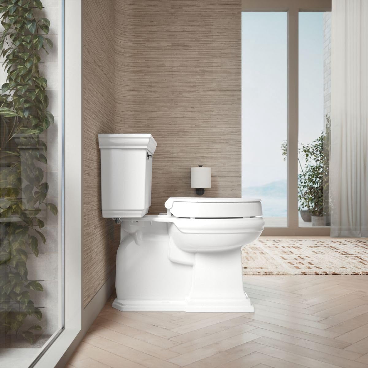 25876-0 Hyten 3" Height, Elevated Soft Close Round Toilet Seat, Contoured Seat with Grip-Tight Bumpers, Quick-Attach Hardware, White