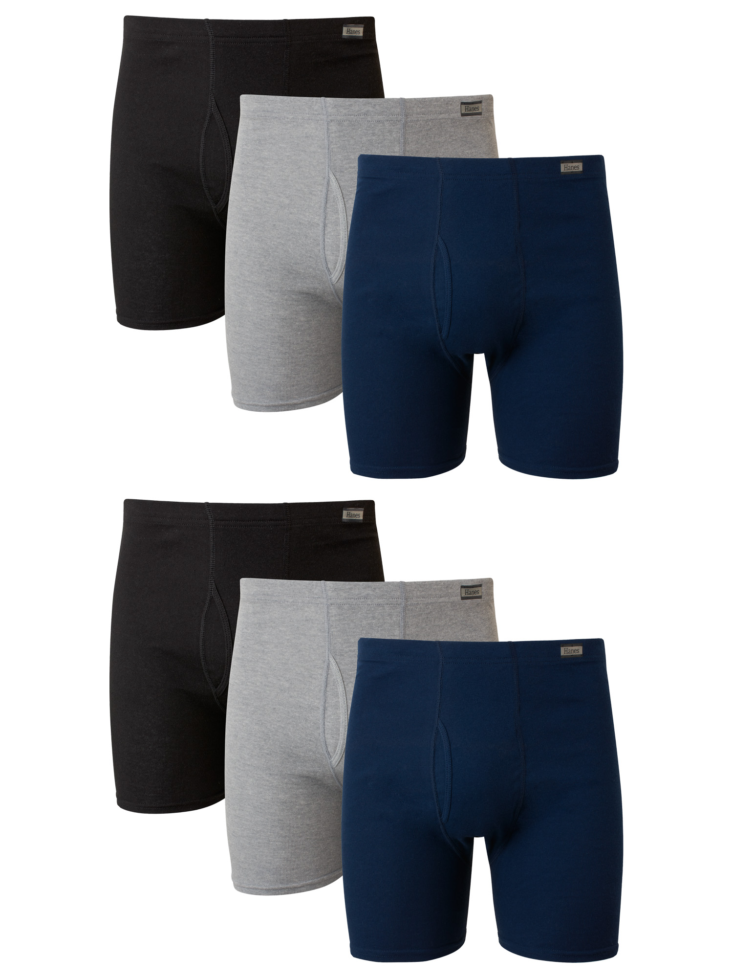 Hanes Men's Value Pack Covered Waistband Boxer Briefs, 6 Pack