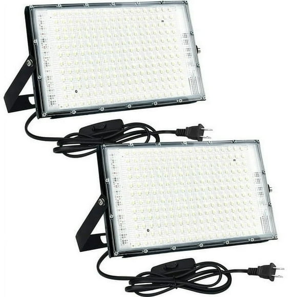 Outdoor LED Spotlight 150W 2pcs, Led Spotlight with Plug, Super Bright 15000LM 6500K Cool White Outdoor Led Spotlight, IP65 Waterproof Security Lighting for Home, Patio, Garage, Terrace