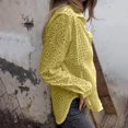 thumbnail image 4 of Tittly Button Down Shirts Blouses for Women Lace Embroidery Long Sleeve Blouse Women's Hollow Lace Embroidered Long Sleeve Button Up Fashion Shirt Tshirts Shirts Long Sleeve Shirts for Women Yellow XL, 4 of 5
