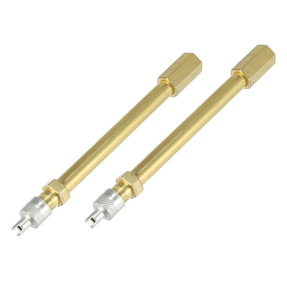 2pcs 100mm/3.94" Long Brass Car Tire Valve Extension Adaptor Air Tyre Stem Extender Inflation Stright Bore for Truck