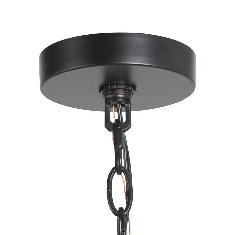 LNC 3-Light Rustic Barrel Chandelier with Faux Wood Finish and Matte Black Accents